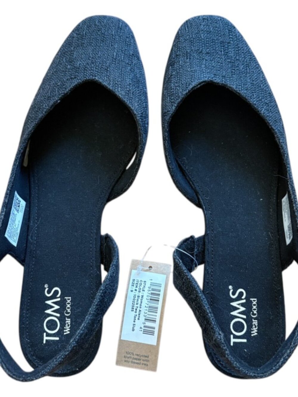 Tom's Alene Slingback Half d'Orsay Flat Black - Size 9